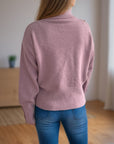 Front Slit Decorative Button Turtleneck Sweater