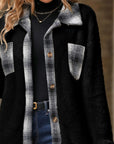 Plaid Contrast Dropped Shoulder Coat