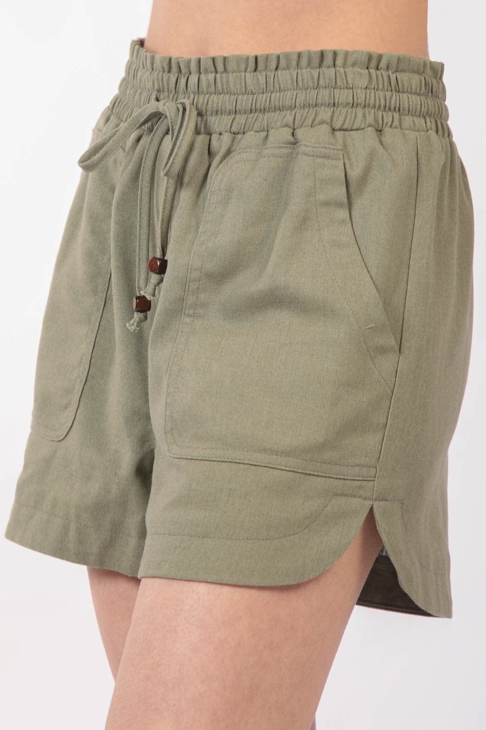 Rosy Brown VERY J Drawstring Elastic Waist Linen Shorts