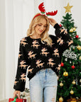 Reindeer Round Neck Long Sleeve Sweater