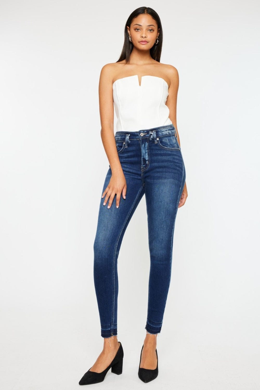 White Smoke Kancan Full Size High Rise Ankle Skinny Jeans