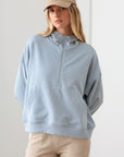 Light Gray Le Lis Half Zip Drawstring Mock Neck Hoodie