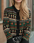 Graphic Button Down Long Sleeve Cardigan