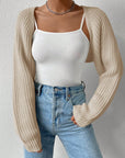 Honey Open Front Long Sleeve Cropped Cardigan