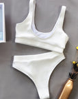 Light Slate Gray Scoop Neck Wide Strap Two-Piece Swim Set Sentient Beauty Fashions Apparel & Accessories