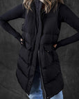 Dark Slate Gray Pocketed Zip Up Vest Coat