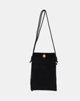 Suede Snap Down Crossbody Bag