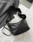 Light Gray PU Leather Drawstring Shoulder Bag Sentient Beauty Fashions *Accessories