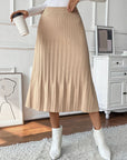 Perfee Pleated Midi Sweater Skirt