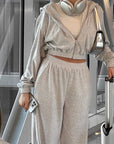 Light Slate Gray Zip Up Hoodie and Pocketed Pants Set