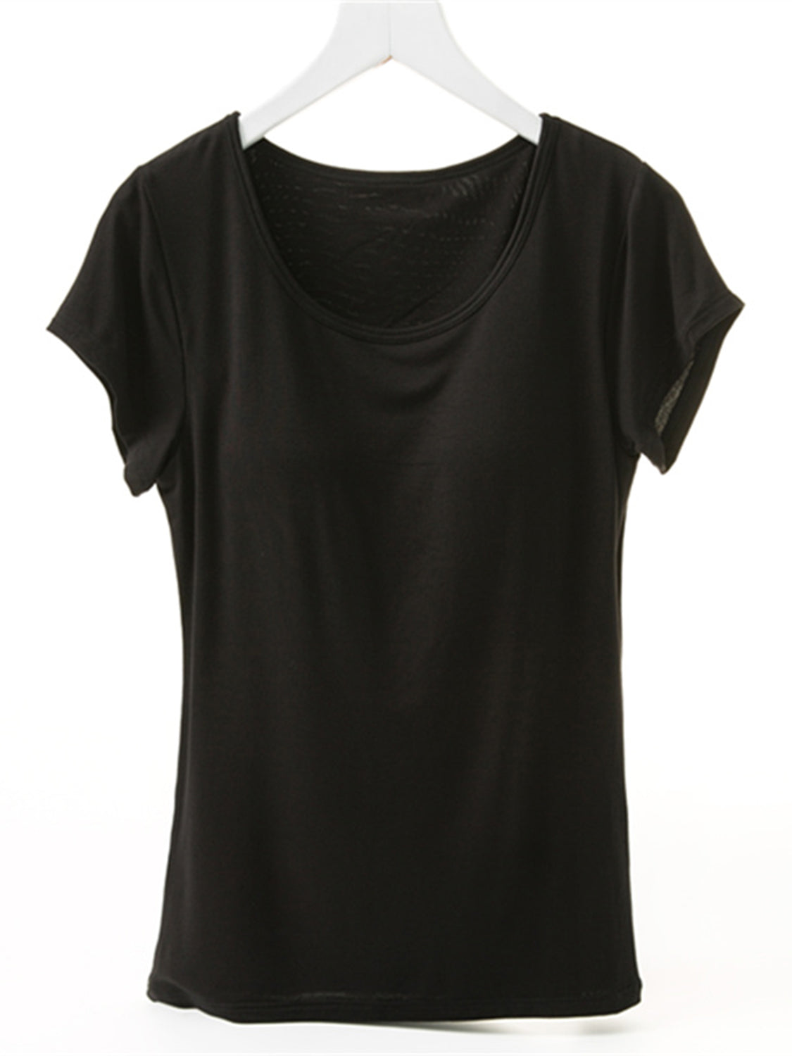 Black Round Neck Short Sleeve T-Shirt with Bra Sentient Beauty Fashions Apparel &amp; Accessories