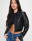 Coalition LA Zip Up Cropped Bomber Jacket