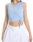 Light Gray Drawstring Ruched Wide Strap Active Tank