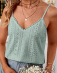 Rosy Brown Eyelet Lace Detail V-Neck Cami