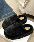 Fuzzy Round Toe Flat Slippers