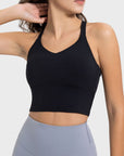 Gray Crisscross Round Neck Active Tank