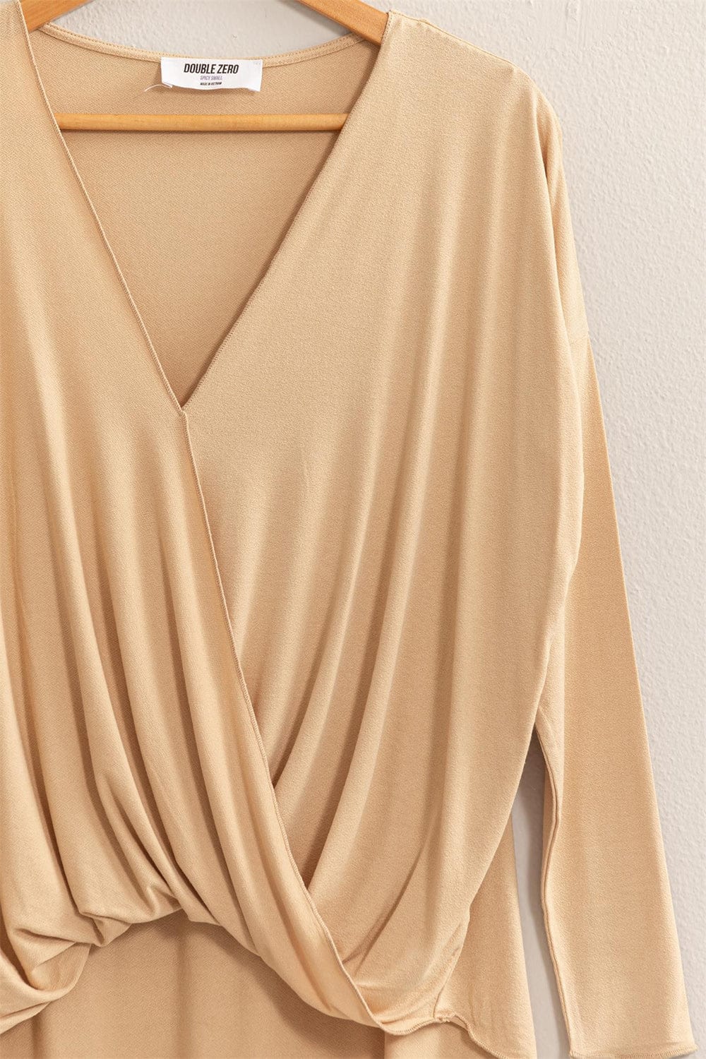 Tan HYFVE Draped Drop Shoulder Long Sleeve Top