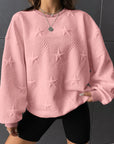 Rosy Brown Star Lantern Sleeve Dropped Shoulder Sweatshirt Sentient Beauty Fashions Apparel & Accessories