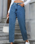 Slate Gray Pocketed Straight Leg Jeans