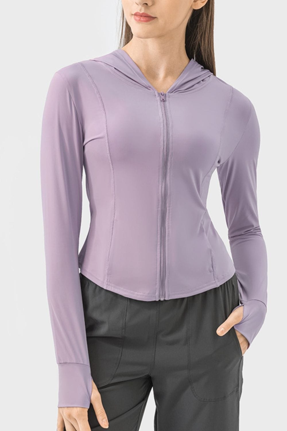 Thistle Pocketed Zip Up Hooded Long Sleeve Active Outerwear