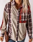 Plaid Patchwork Collared Neck Shacket