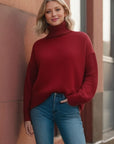 Basic Bae Turtleneck Dropped Shoulder Long Sleeve Sweater