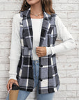 Plaid Button Down Vest Coat