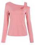 Cutout Asymmetrical Neck Long Sleeve T-Shirt