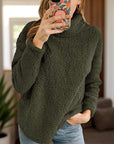 Fuzzy Turtleneck Long Sleeve Sweatshirt