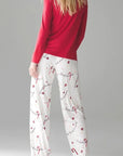 Round Neck Long Sleeve Top and Printed Pants Lounge Set