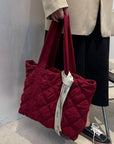 Quilted Nylon Large Tote Bag