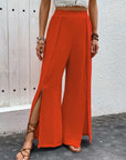 Gray Slit Wide Leg Pants