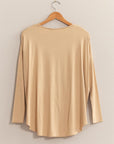 Wheat HYFVE Draped Drop Shoulder Long Sleeve Top