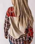 Plaid Patchwork Collared Neck Shacket