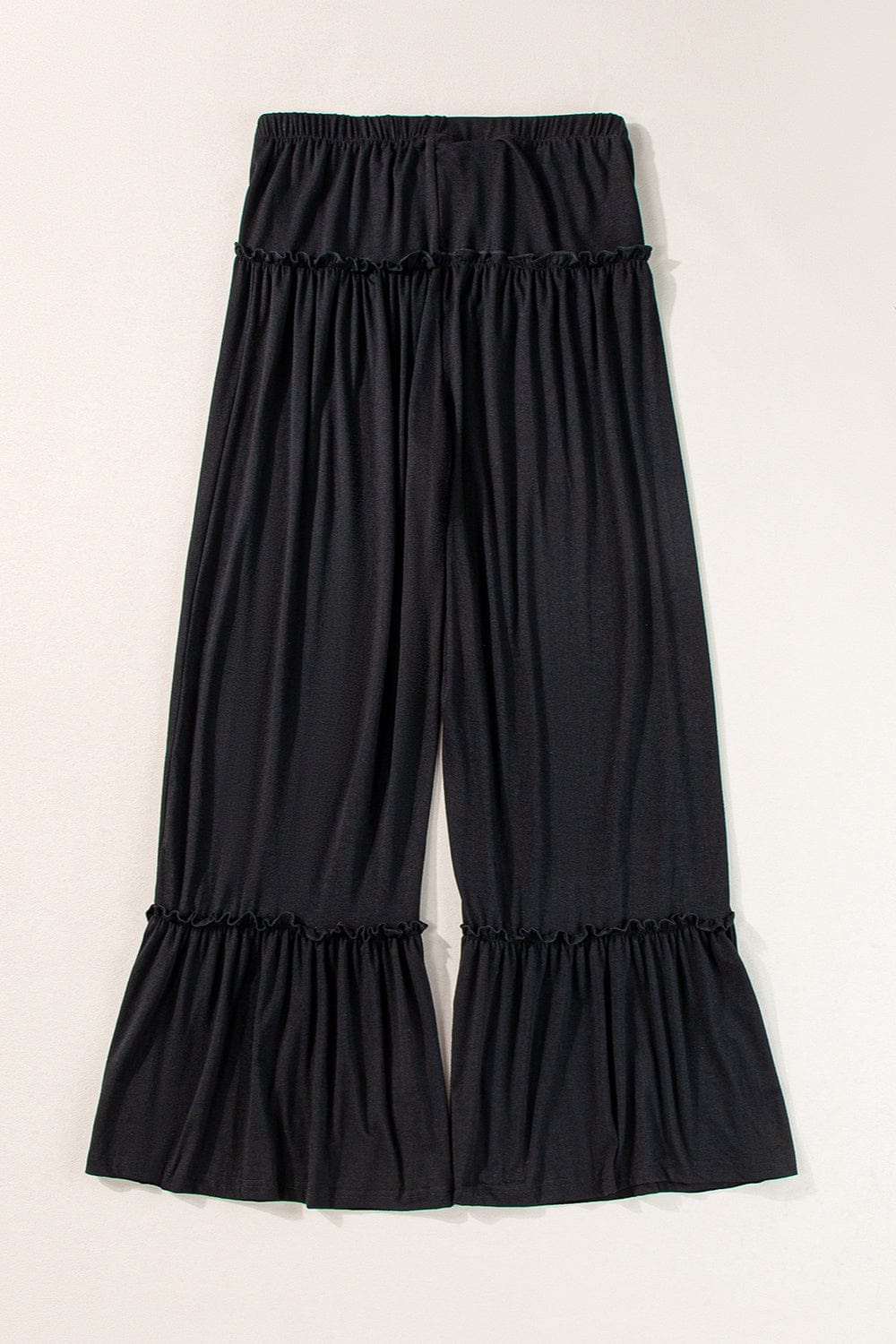 Black Tied Frill Ruched Bootcut Pants