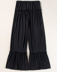 Black Tied Frill Ruched Bootcut Pants