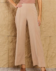 Rosy Brown HYFVE Pretty Pleased High Waist Pintuck Straight Leg Pants in Camel