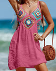 Maroon Cutout V-Neck Cover-Up Dress Sentient Beauty Fashions Apparel & Accessories