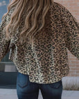 Asymmetrical Hem Collared Neck Leopard Jacket