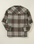 Dark Slate Gray Plaid Button Up Long Sleeve Jacket