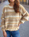 Gradient Round Neck Dropped Shoulder Sweater