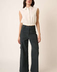 Mittoshop Wide Leg High Waist Pants with Cargo Pockets