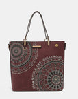 Nicole Lee USA Metallic Stitching Embroidery Inlaid Rhinestone Tote Bag