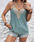 Gray Eyelet V-Neck Cami