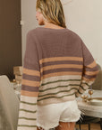 BiBi Color Block Striped Long Sleeve Sweater