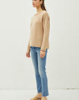 Be Cool Rolled Openwork Round Neck Sweater