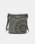 Nicole Lee USA Metallic Stitching Embroidery Inlaid Rhinestone Crossbody Bag