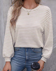 Striped Round Neck Long Sleeve Top