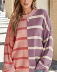 Contrast Striped Long Sleeve Sweatshirt