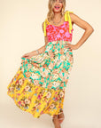 Bisque Haptics Floral Color Block Maxi Dress with Pockets Sentient Beauty Fashions Apparel & Accessories